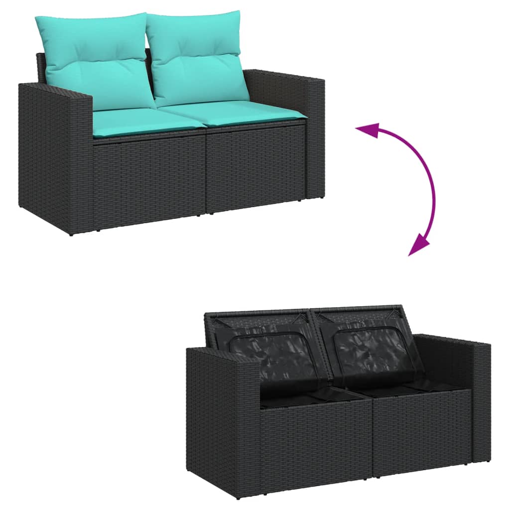 13-dijelni set vrtnih sofa s jastucima poliratan crni