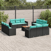 13-dijelni set vrtnih sofa s jastucima poliratan crni