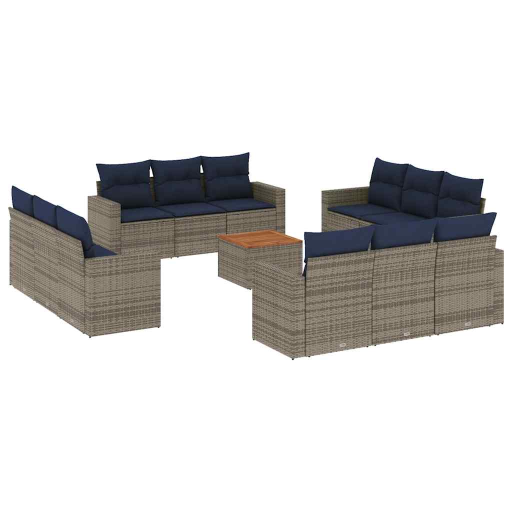 13-dijelni set vrtnih sofa od poliratana s jastucima sivi
