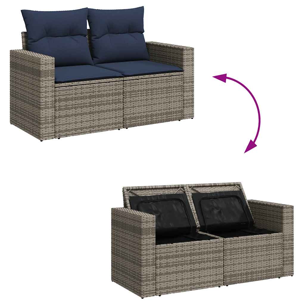 6-dijelni set vrtnih sofa od poliratana s jastucima sivi