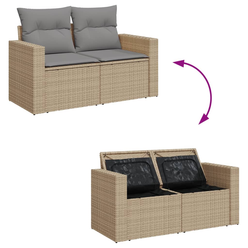 9-dijelni set vrtnih sofa s jastucima bež od poliratana