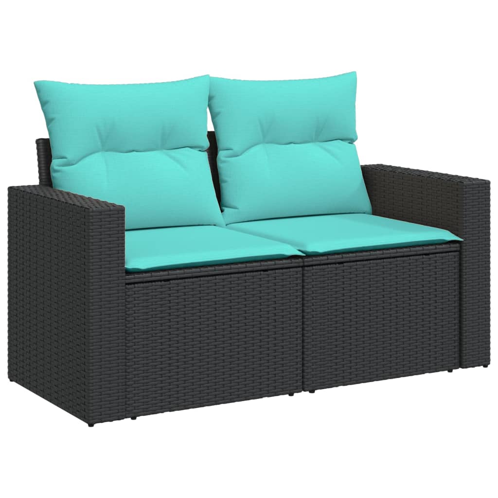 6-dijelni set vrtnih sofa od poliratana s jastucima crni