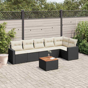 7-dijelni set vrtnih sofa od poliratana s jastucima crni Crna