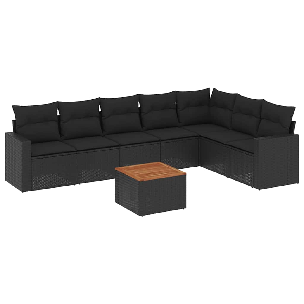 8-dijelni set vrtnih sofa od poliratana s jastucima crni