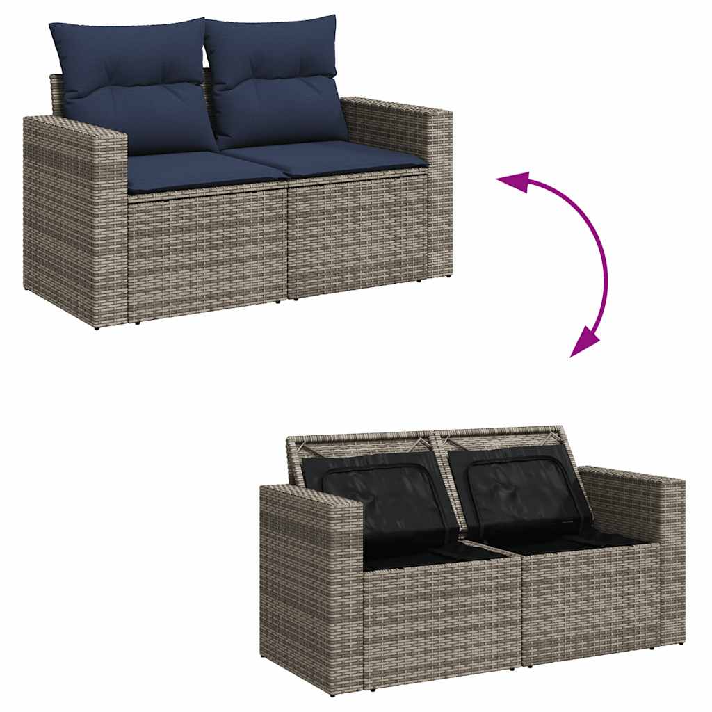 11-dijelni set vrtnih sofa od poliratana s jastucima sivi