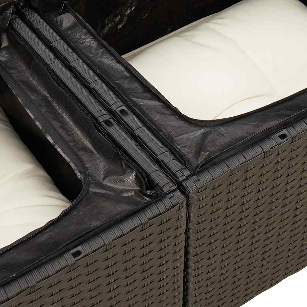 12-dijelni set vrtnih sofa od poliratana s jastucima crni