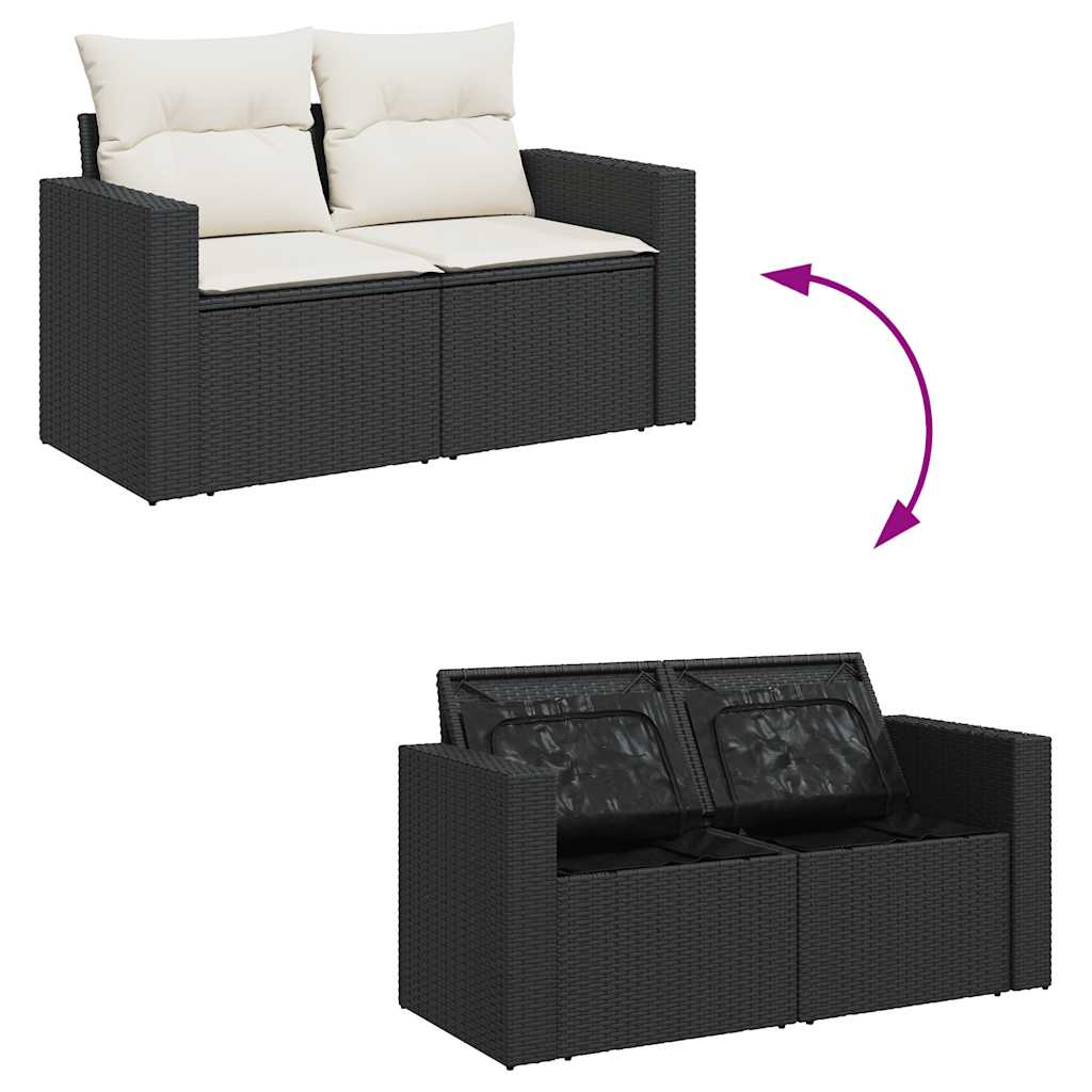 12-dijelni set vrtnih sofa od poliratana s jastucima crni
