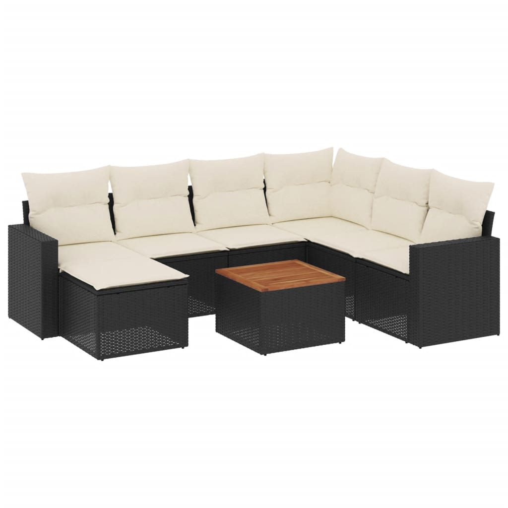 8-dijelni set vrtnih sofa od poliratana s jastucima crni