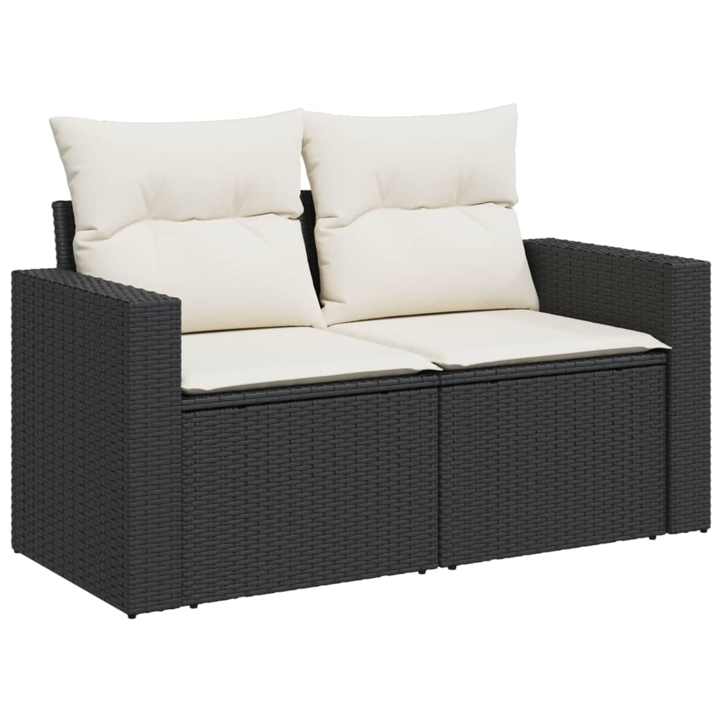 8-dijelni set vrtnih sofa od poliratana s jastucima crni