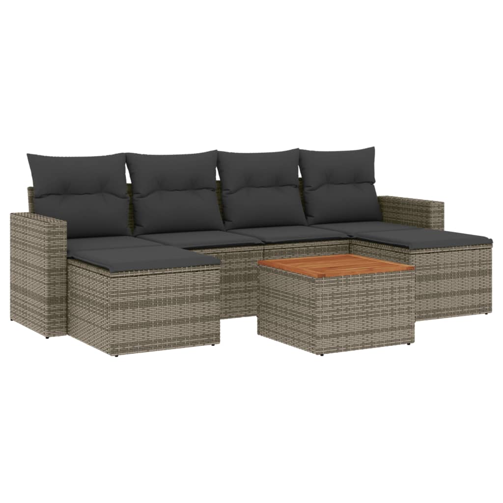 7-dijelni set vrtnih sofa sivi od poliratana