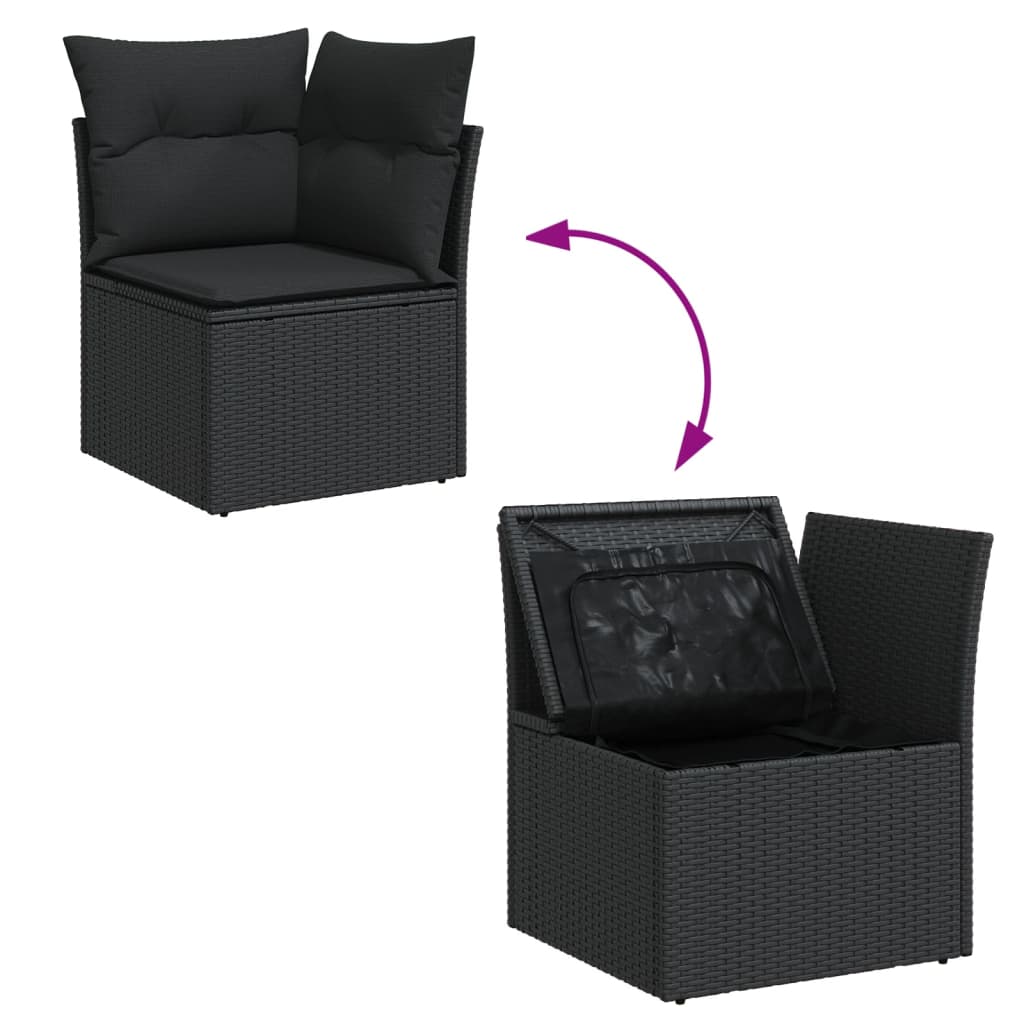 9-dijelni set vrtnih sofa s jastucima crni od poliratana