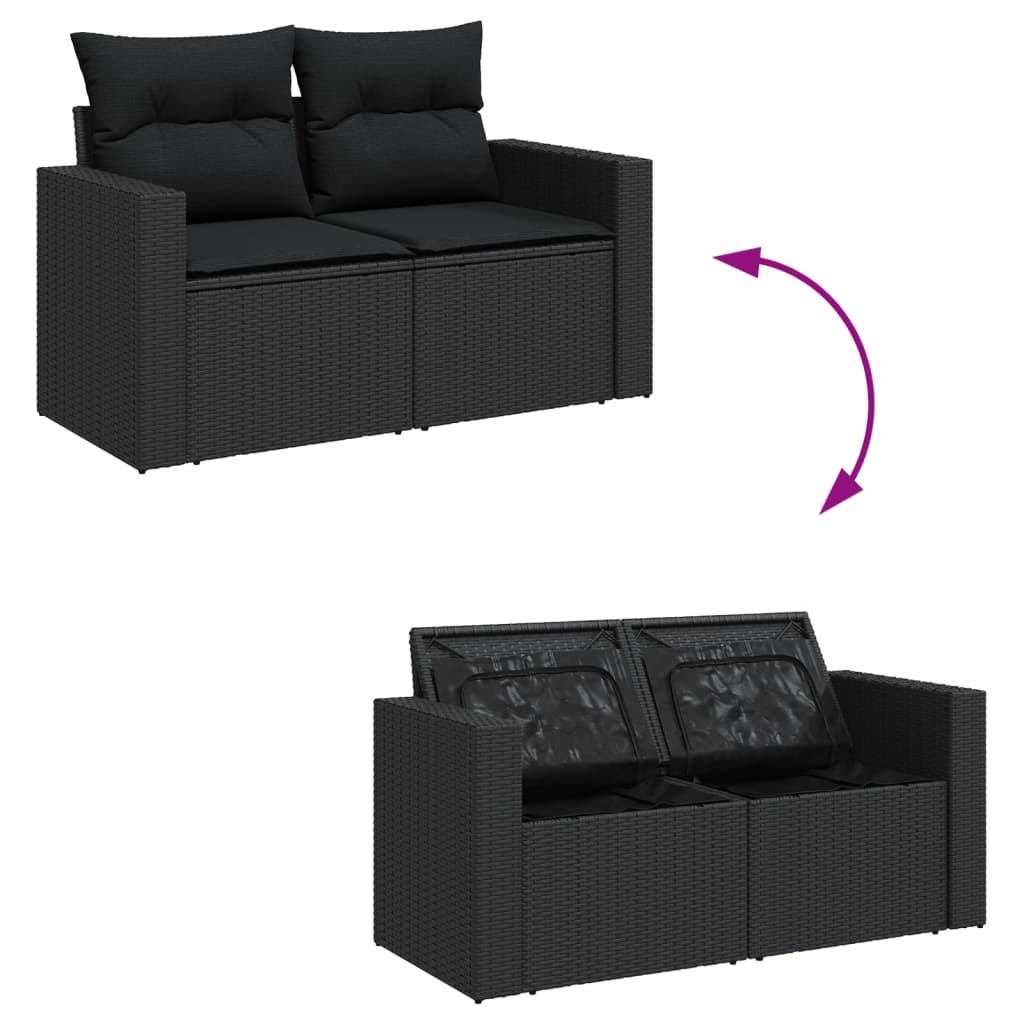 9-dijelni set vrtnih sofa s jastucima crni od poliratana