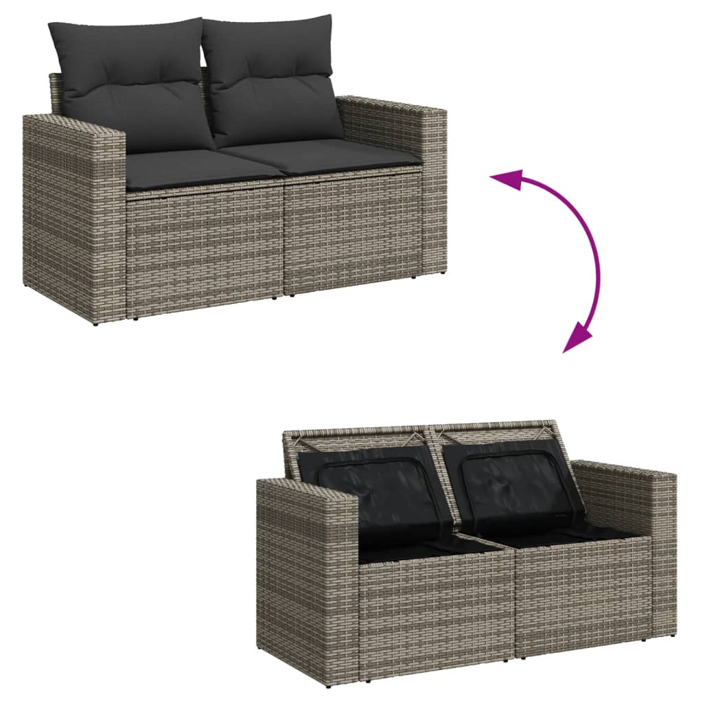 10-dijelni set vrtnih sofa od poliratana s jastucima sivi