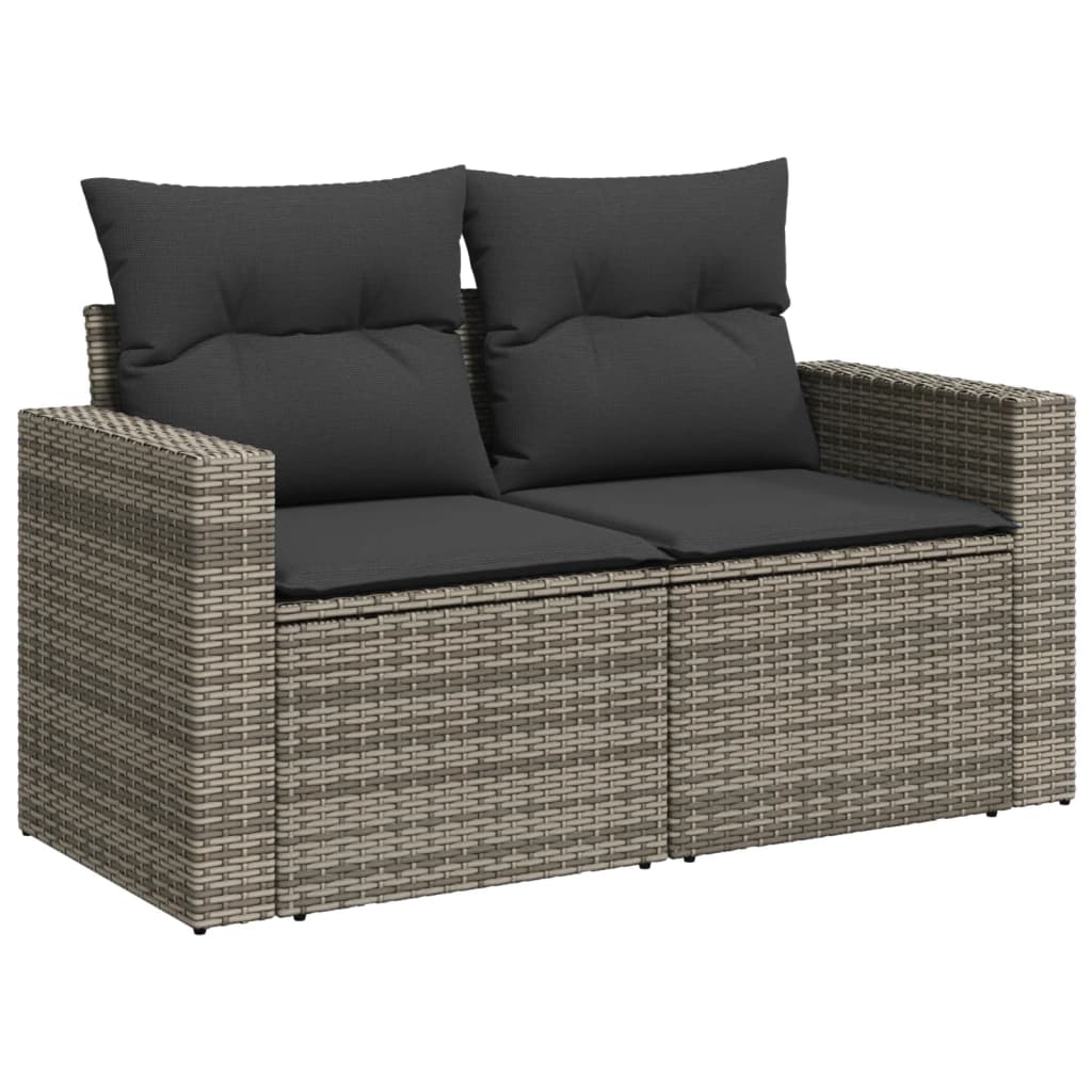 10-dijelni set vrtnih sofa od poliratana s jastucima sivi