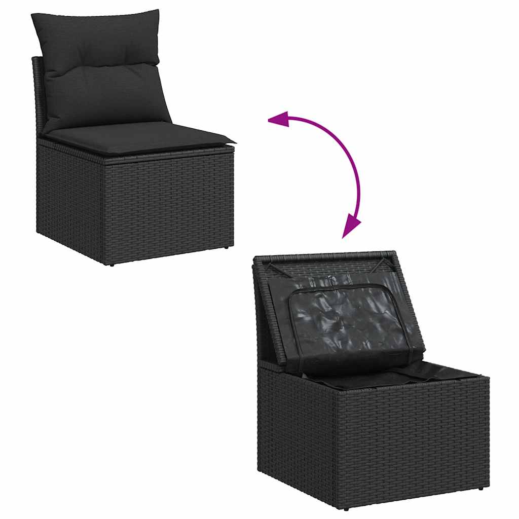 11-dijelni set vrtnih sofa od poliratana s jastucima crni