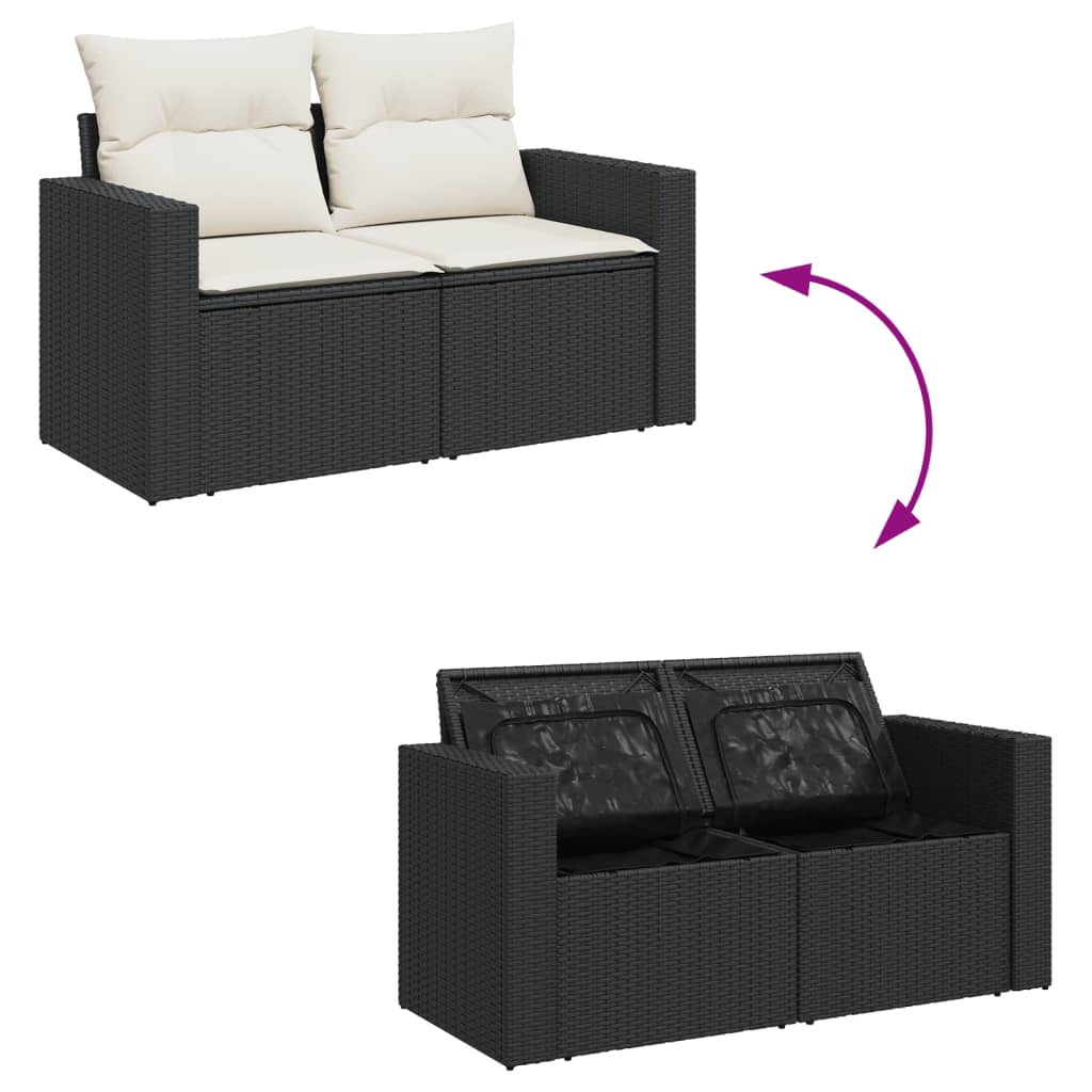 11-dijelni set vrtnih sofa od poliratana s jastucima crni