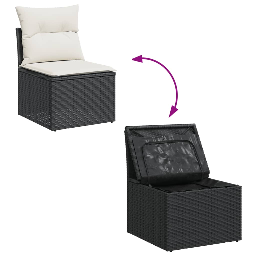 11-dijelni set vrtnih sofa od poliratana s jastucima crni