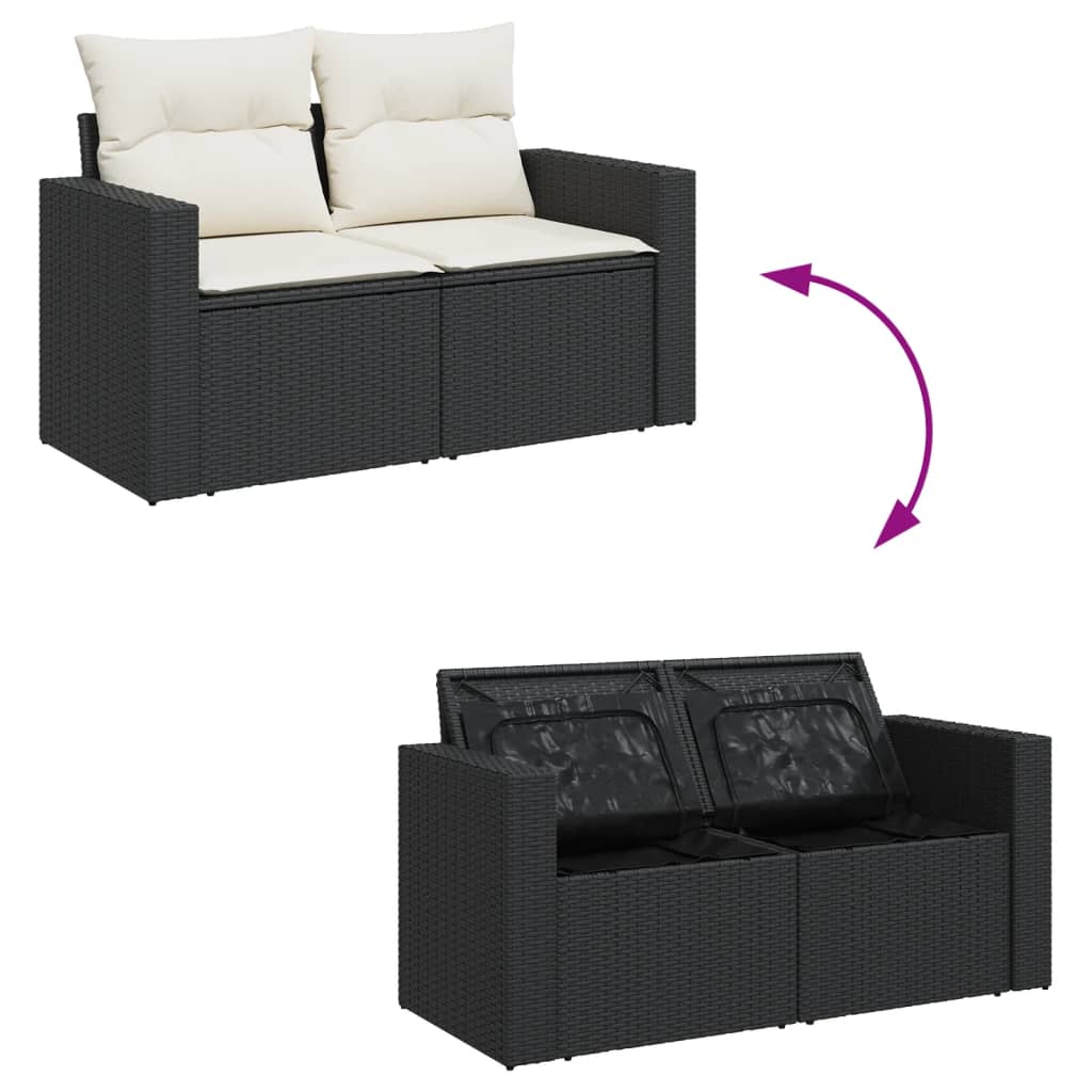10-dijelni set vrtnih sofa s jastucima crni od poliratana