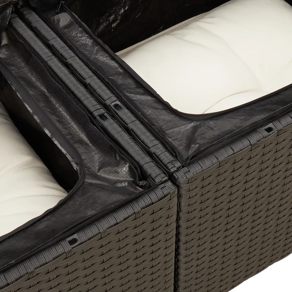 10-dijelni set vrtnih sofa s jastucima crni od poliratana