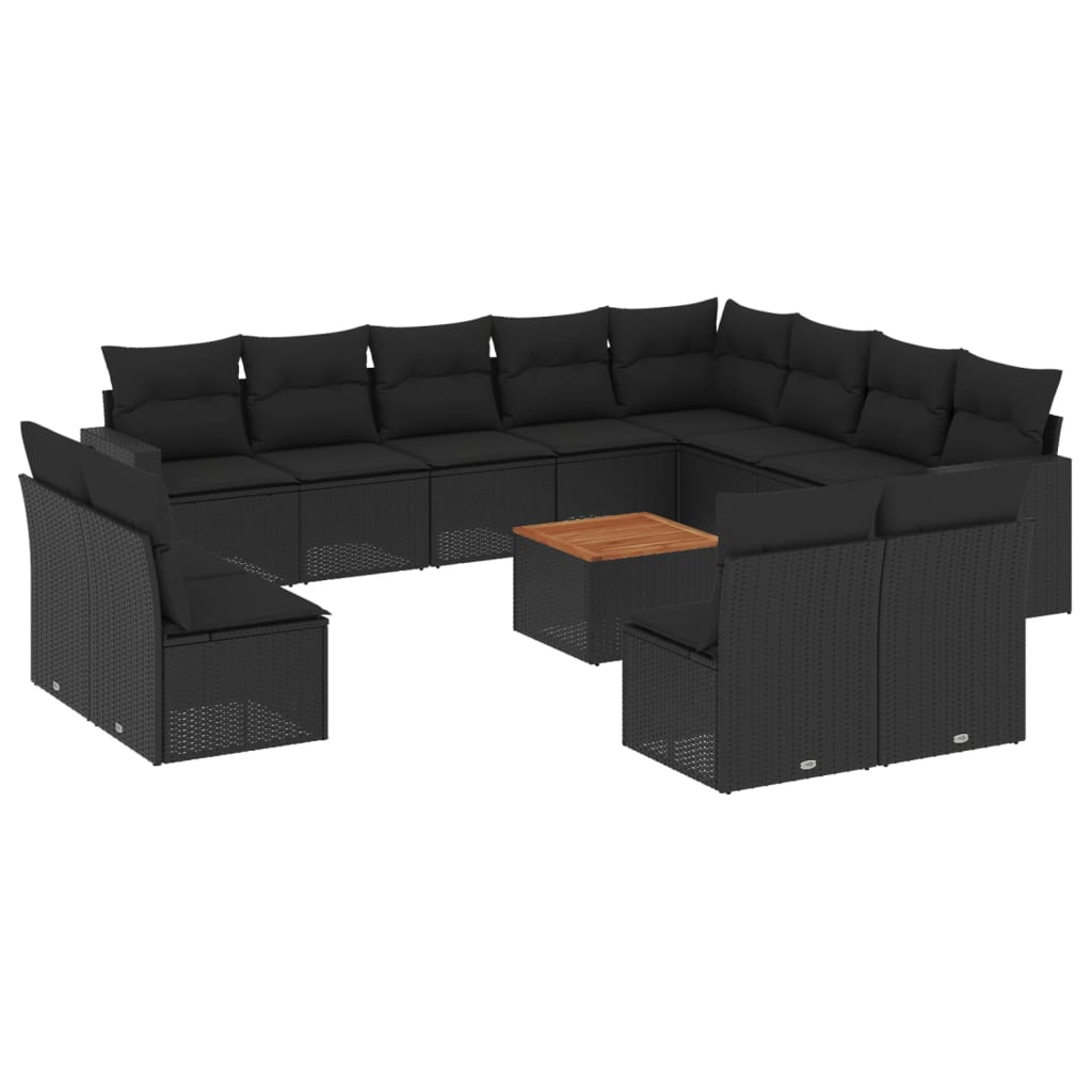 13-dijelni set vrtnih sofa s jastucima poliratan crni