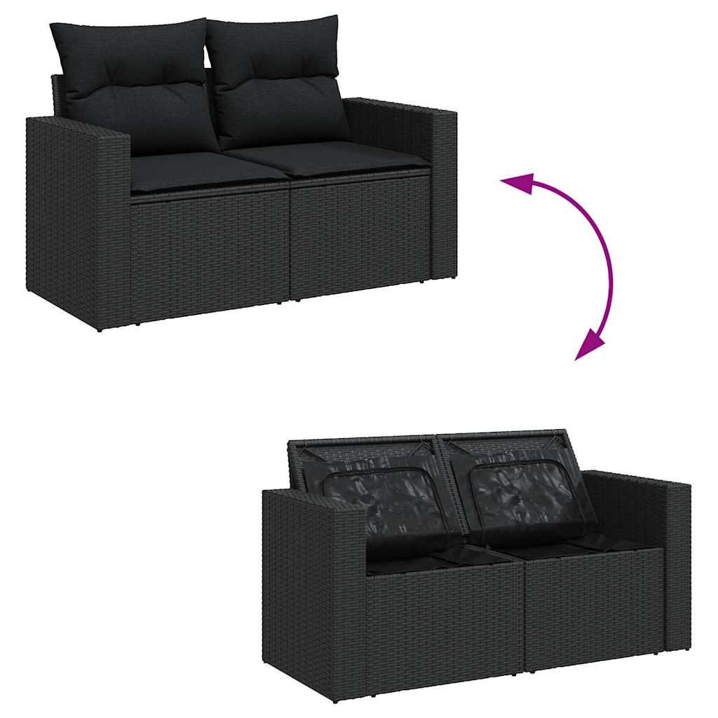 13-dijelni set vrtnih sofa s jastucima poliratan crni
