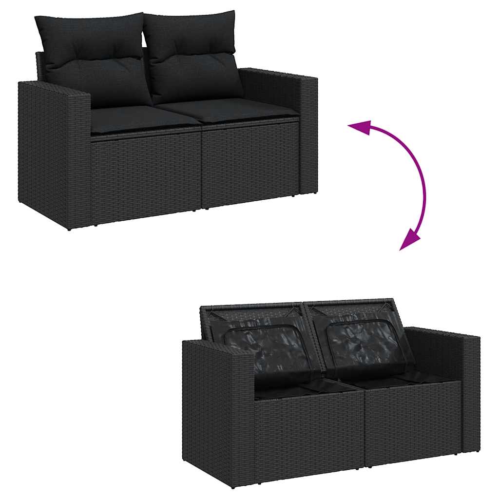 12-dijelni set vrtnih sofa od poliratana s jastucima crni