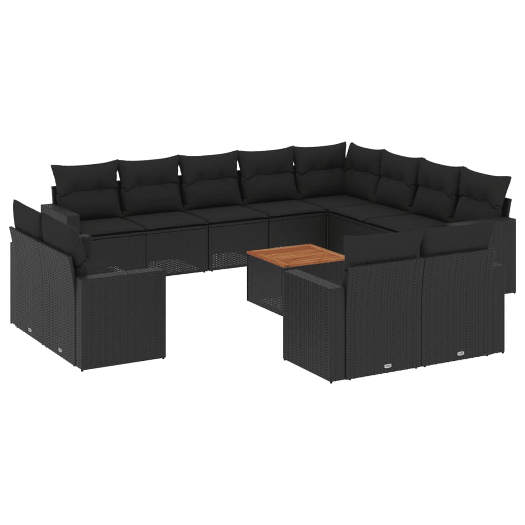 13-dijelni set vrtnih sofa s jastucima poliratan crni