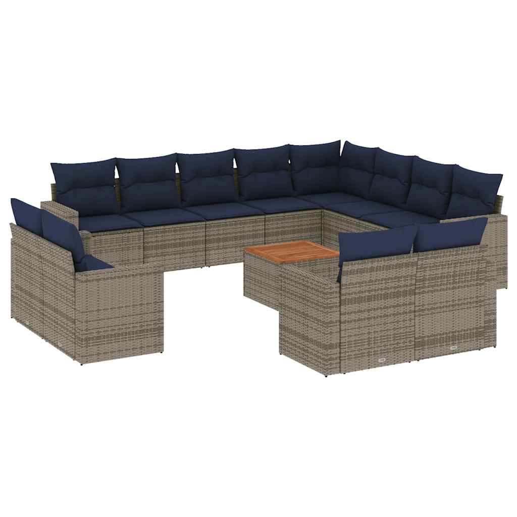 13-dijelni set vrtnih sofa od poliratana s jastucima sivi