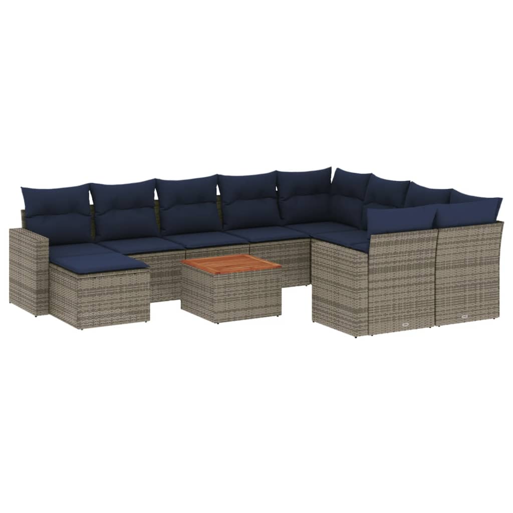 11-dijelni vrtni set s jastucima, sivi poliratan Grey