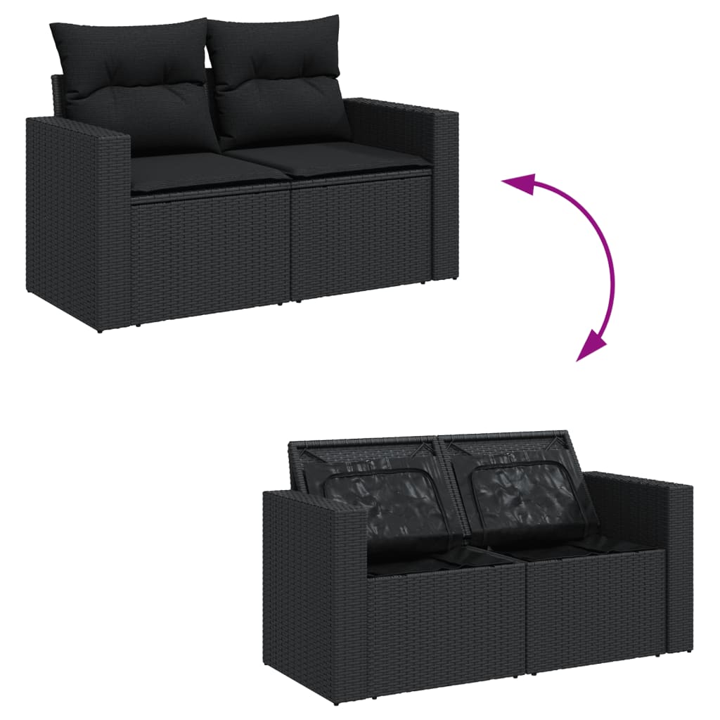 12-dijelni set vrtnih sofa od poliratana s jastucima crni