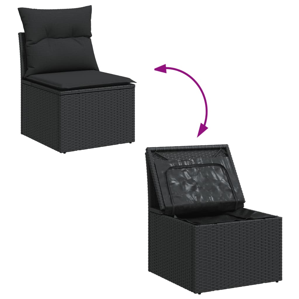 12-dijelni set vrtnih sofa od poliratana s jastucima crni