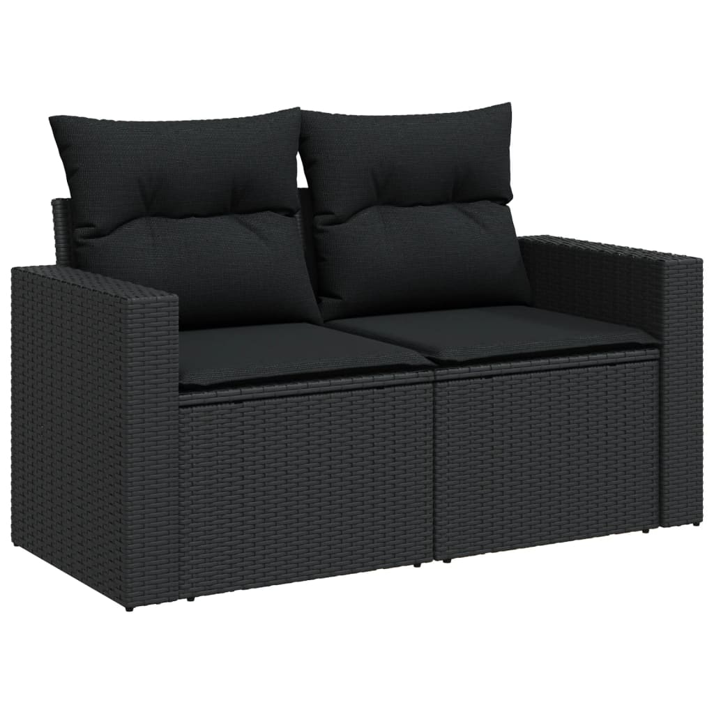 12-dijelni set vrtnih sofa od poliratana s jastucima crni