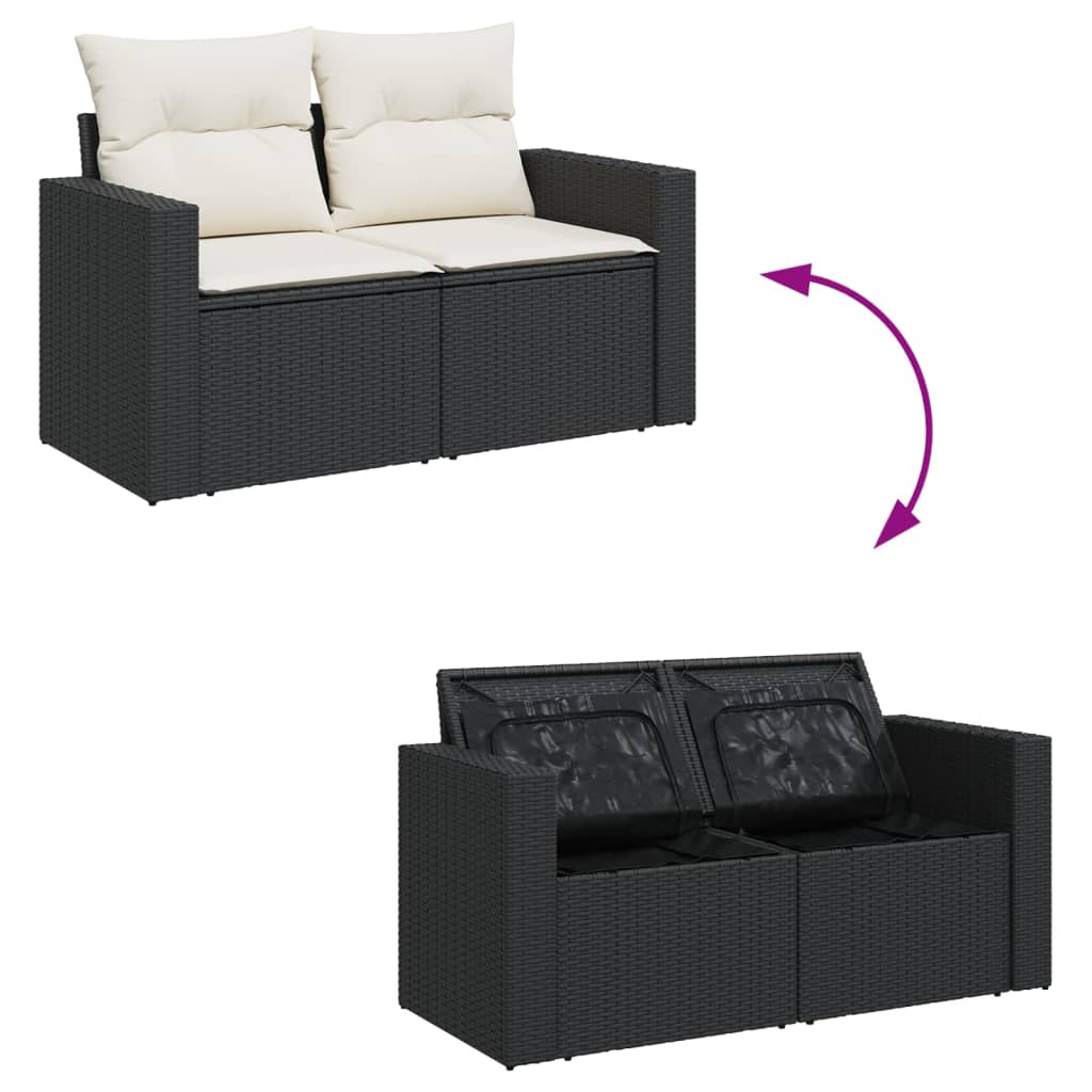 12-dijelni set vrtnih sofa od poliratana s jastucima crni