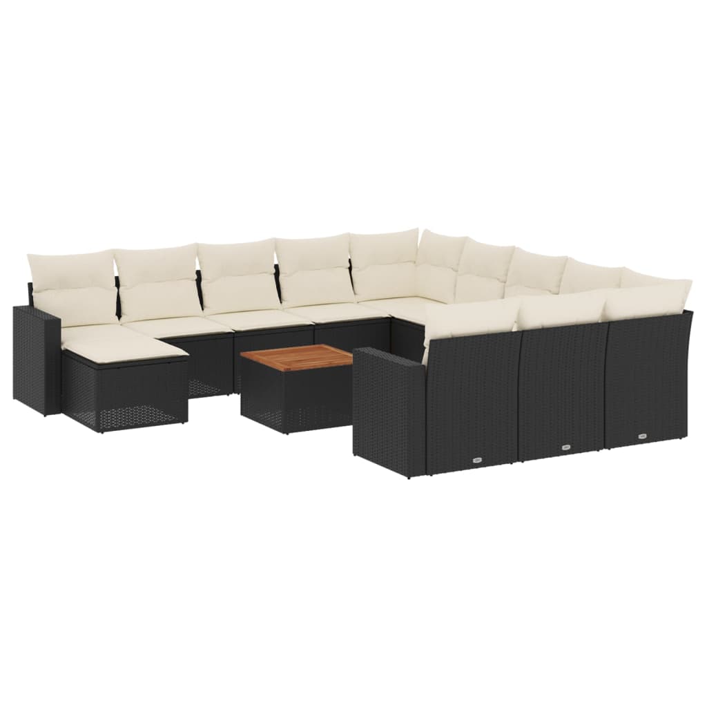 13-dijelni set vrtnih sofa s jastucima poliratan crni