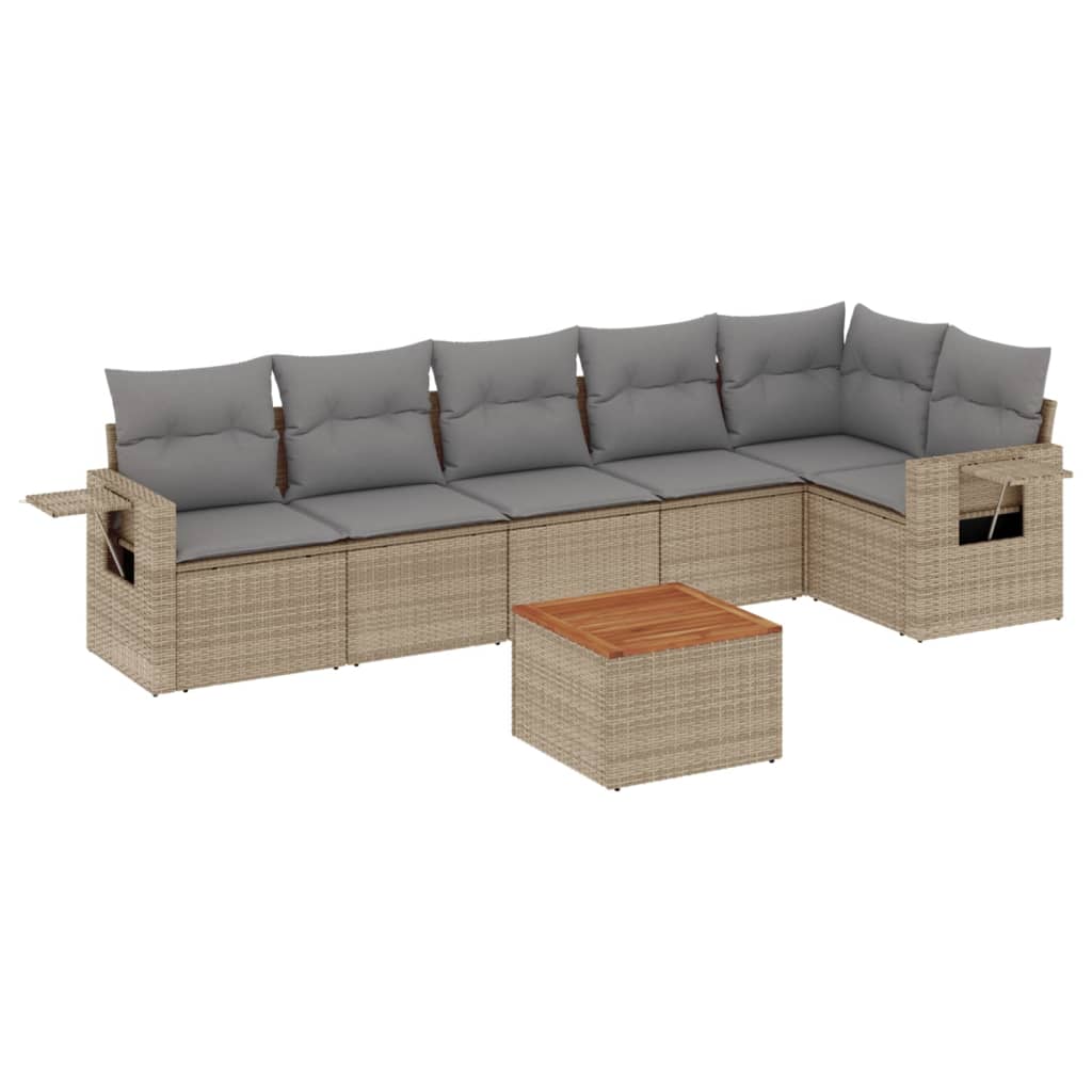 7-dijelni set vrtnih sofa s jastucima bež od poliratana