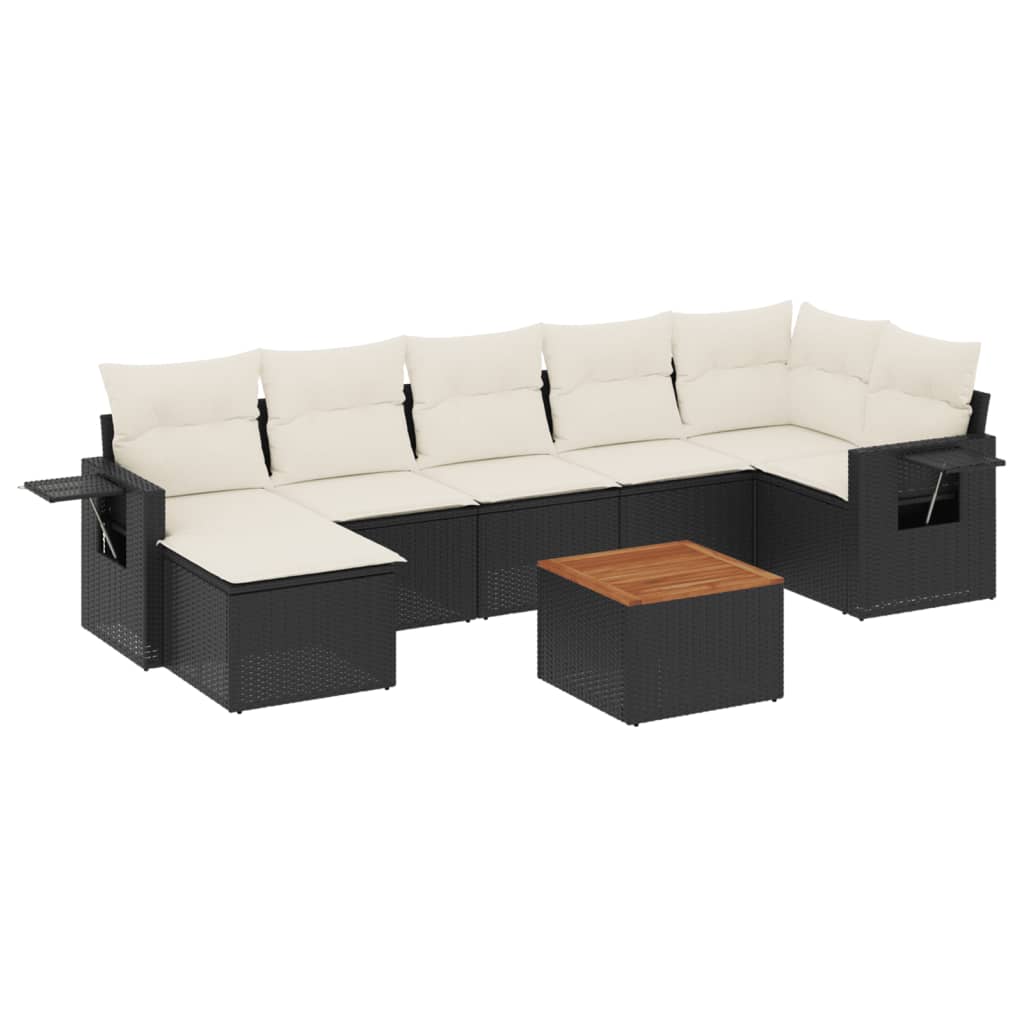 8-dijelni set vrtnih sofa od poliratana s jastucima crni