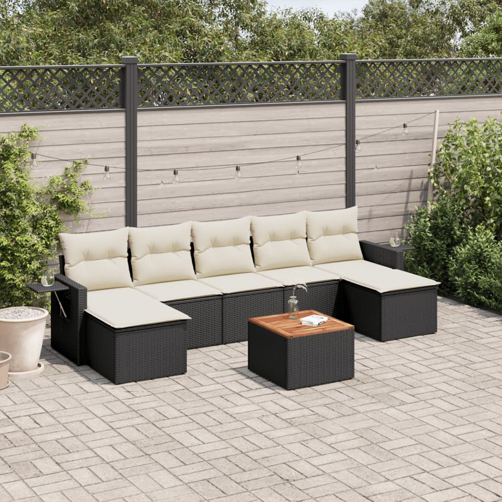 8-dijelni set vrtnih sofa od poliratana s jastucima crni