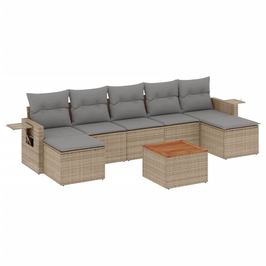 8-dijelni set vrtnih sofa s jastucima bež od poliratana