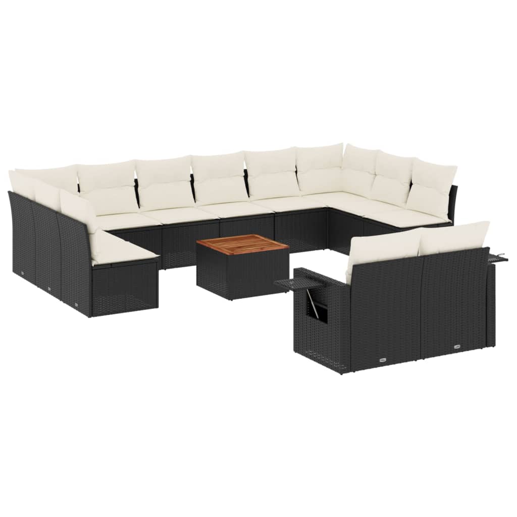 13-dijelni set vrtnih sofa s jastucima poliratan crni