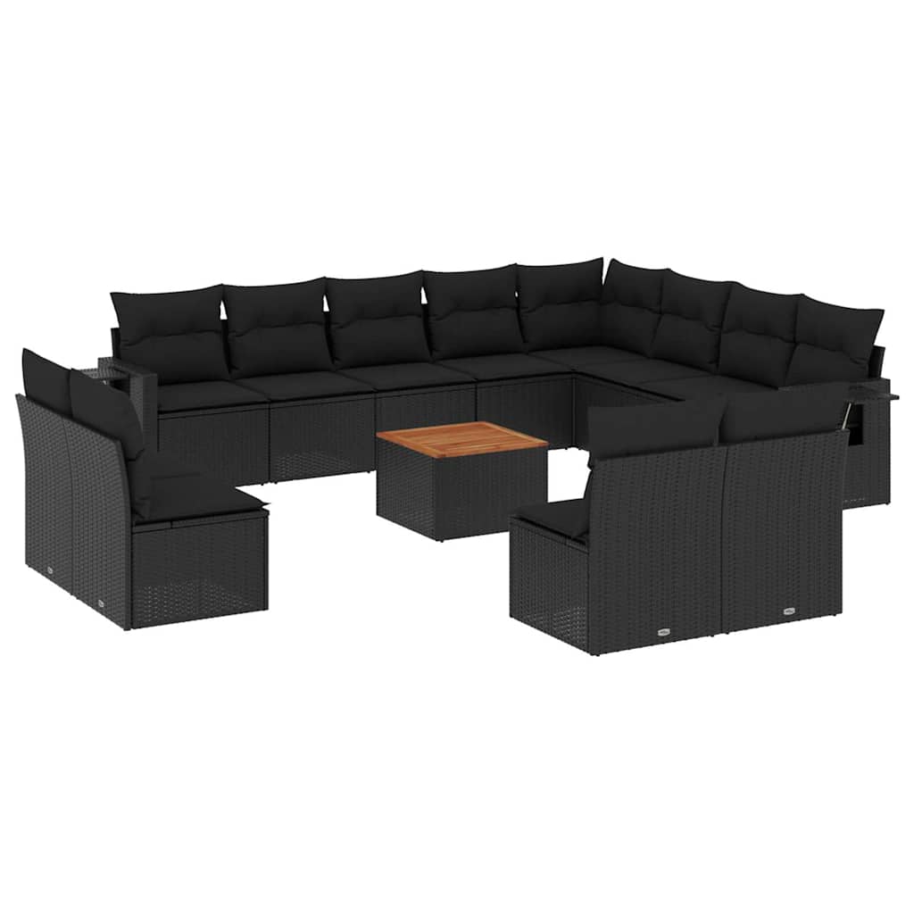 13-dijelni set vrtnih sofa s jastucima poliratan crni
