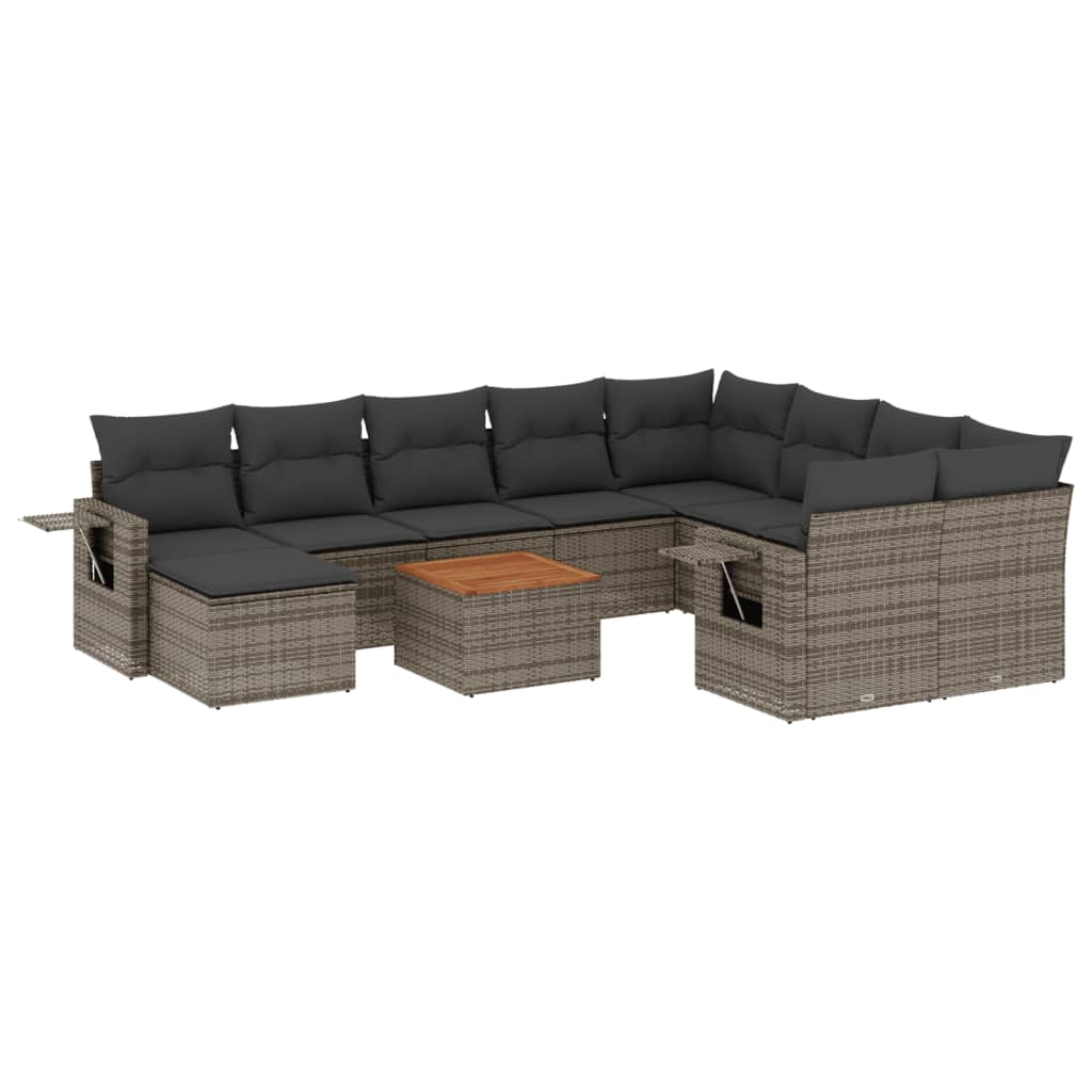 11-dijelni set vrtnih sofa s jastucima bež od poliratana