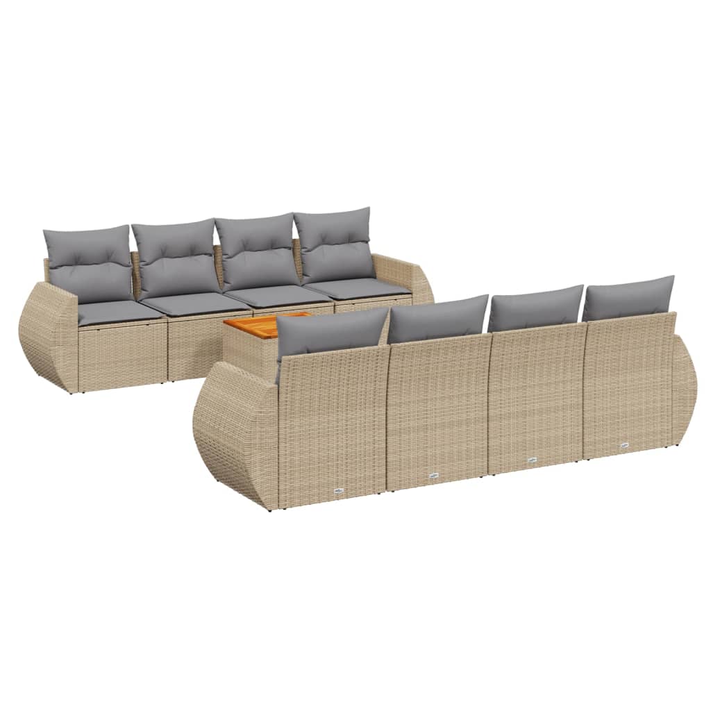 9-dijelni set vrtnih sofa s jastucima od poliratana