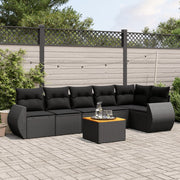 7-dijelni set vrtnih sofa od poliratana s jastucima crni