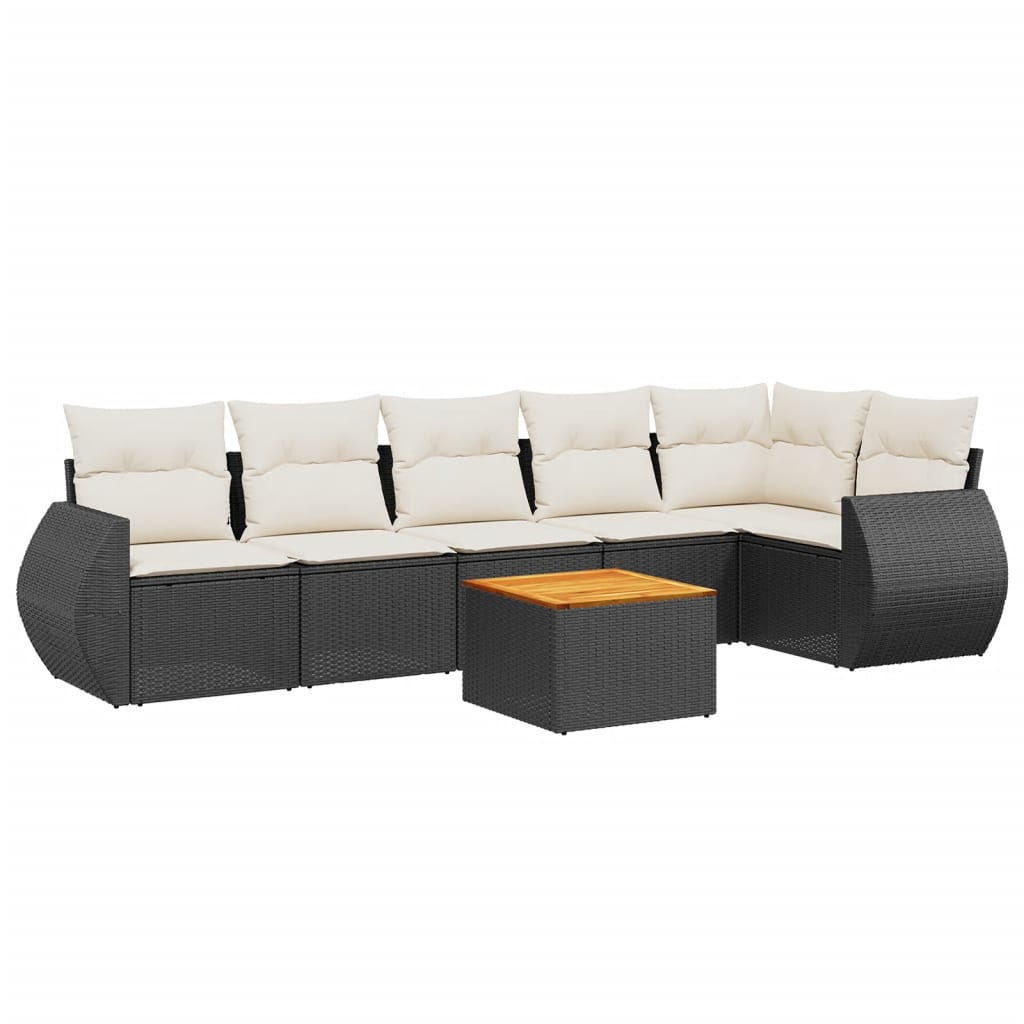 7-dijelni set vrtnih sofa od poliratana s jastucima crni