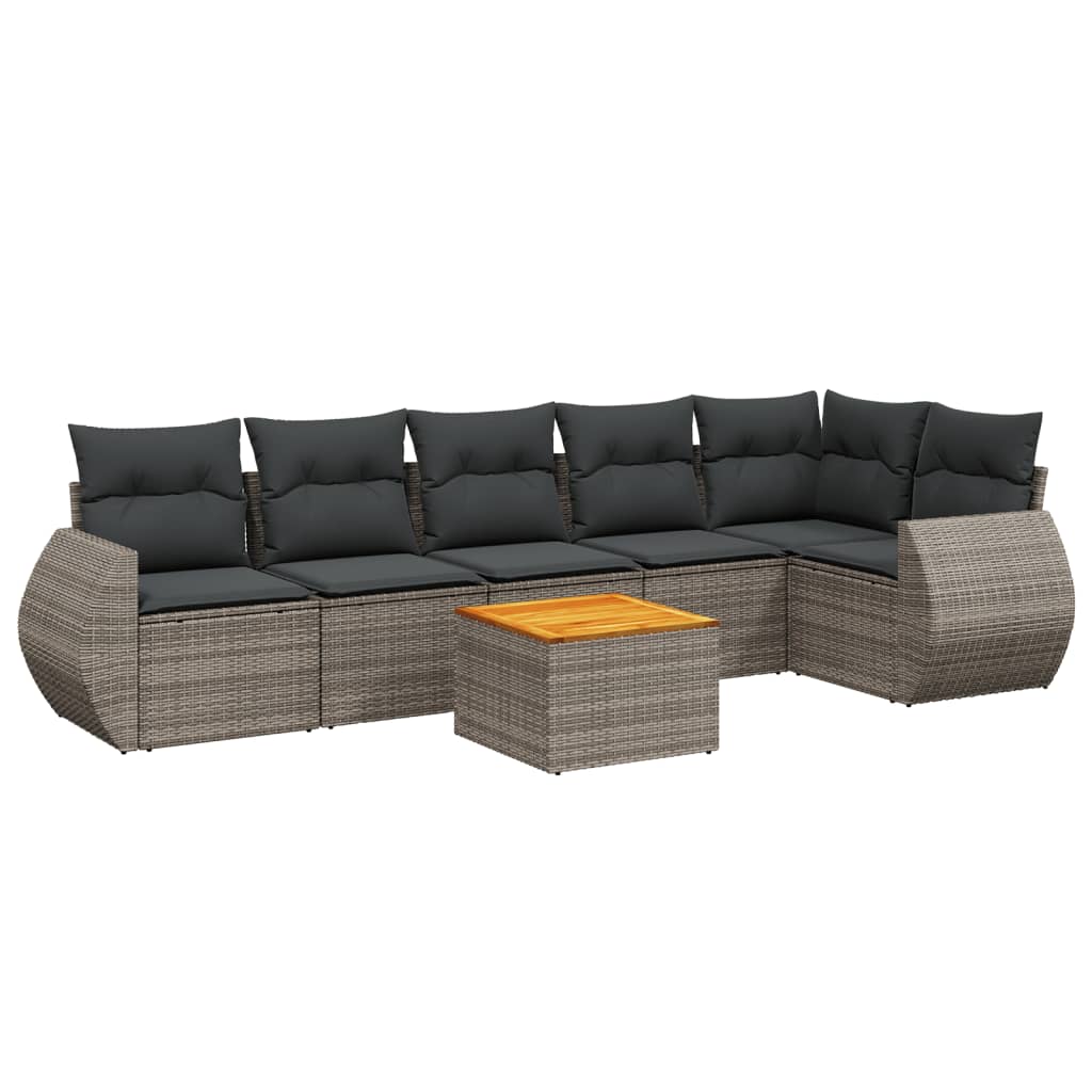 7-dijelni set vrtnih sofa sivi od poliratana