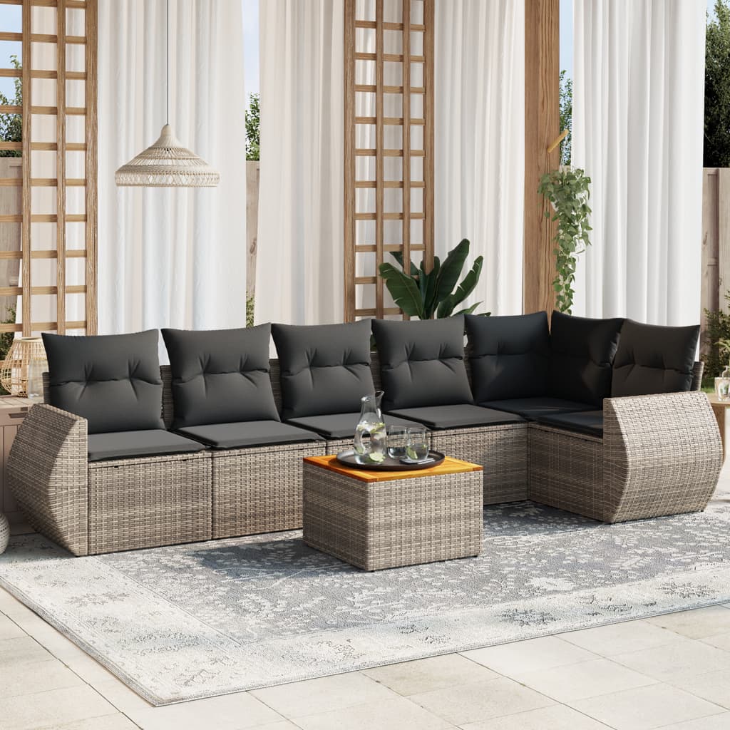 7-dijelni set vrtnih sofa sivi od poliratana