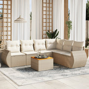 7-dijelni set vrtnih sofa od poliratana s jastucima bež