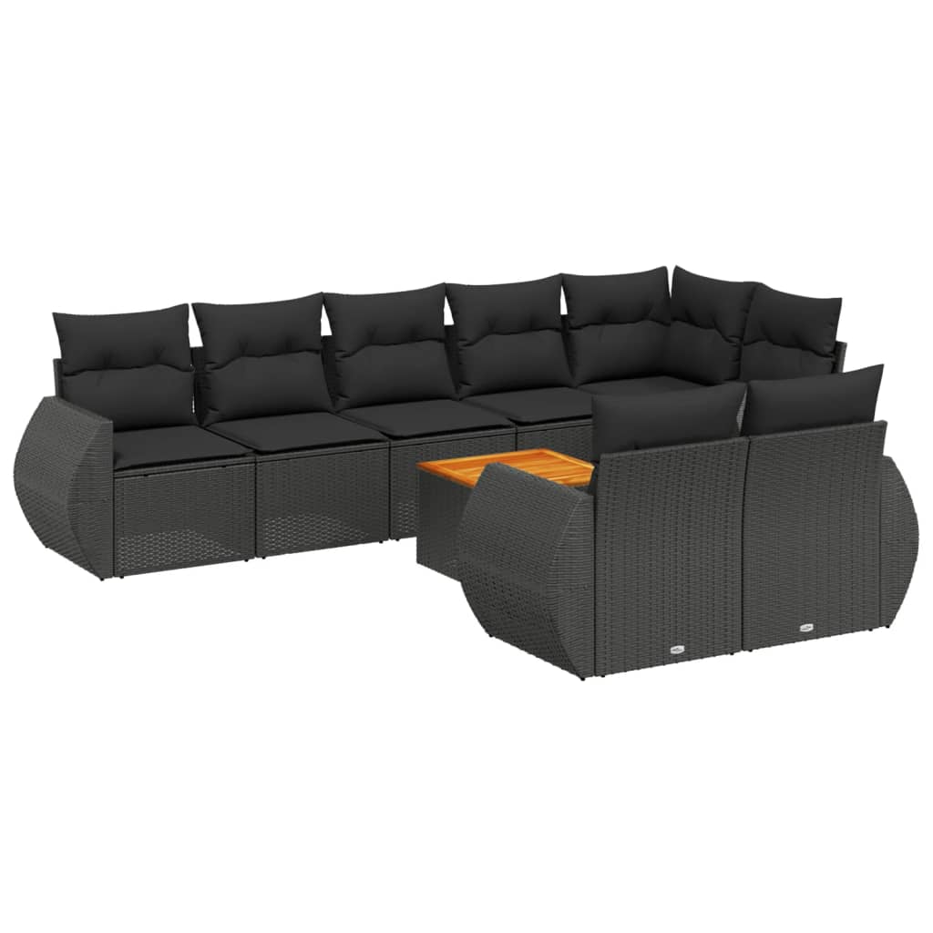 9-dijelni set vrtnih sofa s jastucima crni od poliratana
