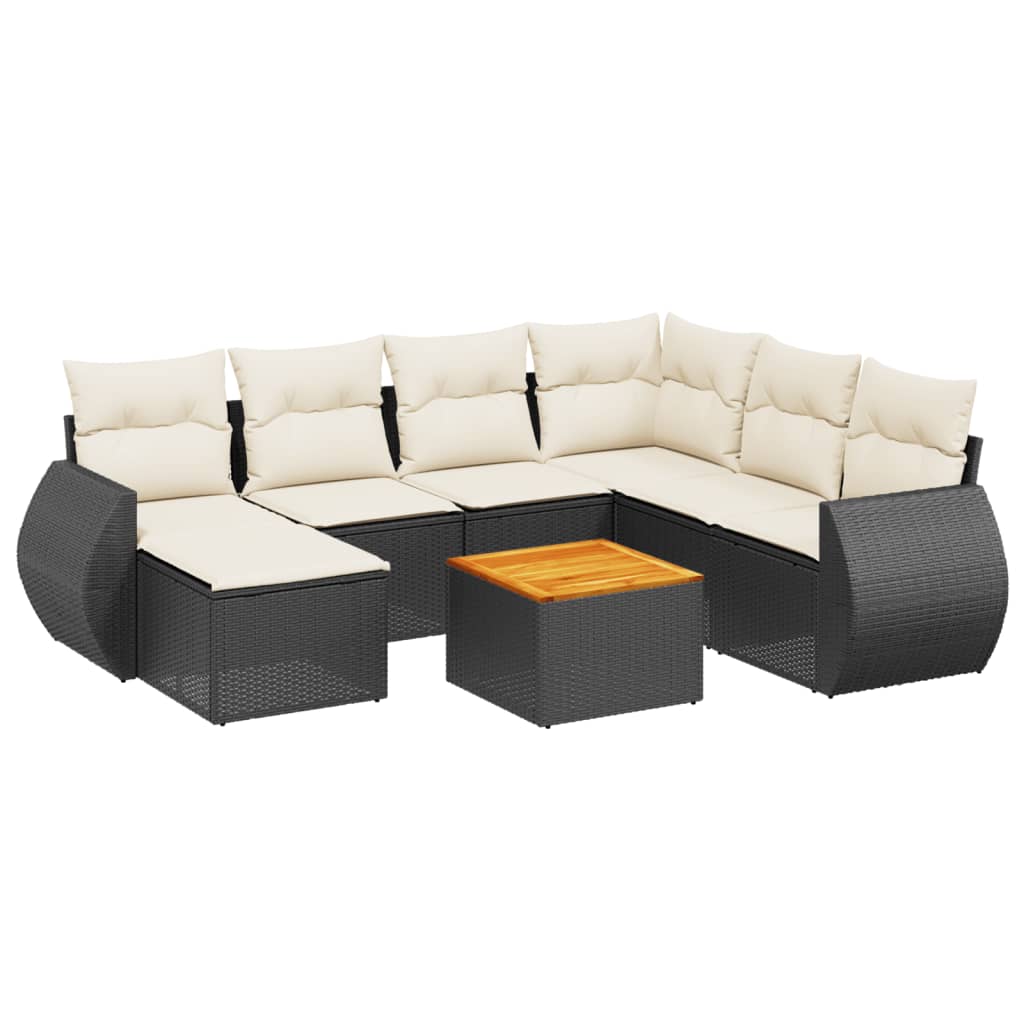 8-dijelni set vrtnih sofa od poliratana s jastucima crni