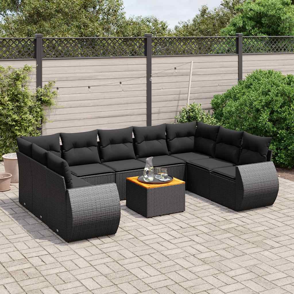 10-dijelni set vrtnih sofa od poliratana s jastucima sivi